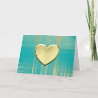 Gold Heart on Turquoise Plaid