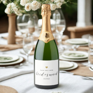 Gold Heart Pairs Well with Bridesmaid Duties Sparkling Wine Label