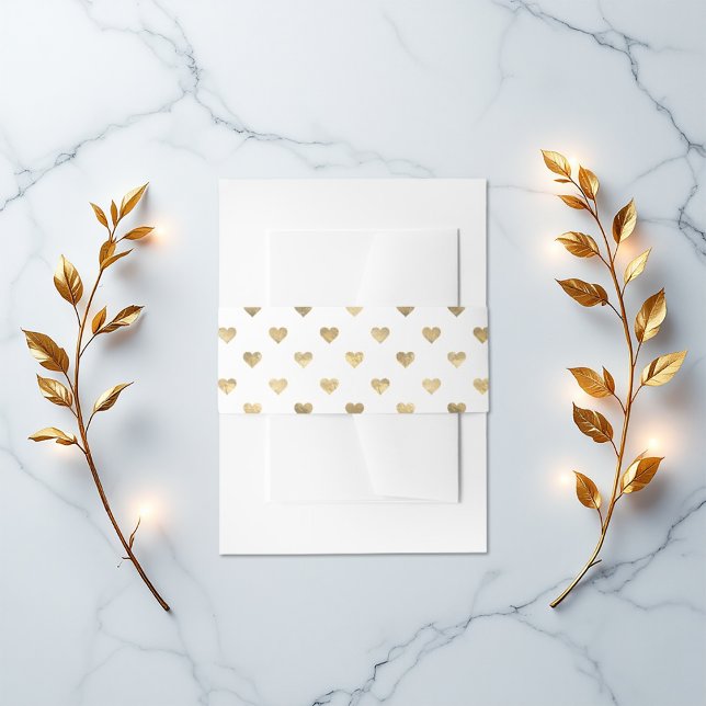 Gold Heart Pattern Invitation Belly Band (Gold Heart Pattern Invitation Belly Band)