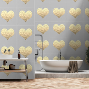 Gold Heart Patterns Grey Custom Colour Cute Lovely Wallpaper