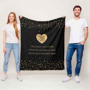 Gold Heart Personalised Valentines Day Love Fleece Blanket