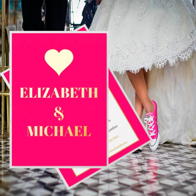 Gold Heart Pink Elegant Formal  Wedding Rehearsal  (Creator Uploaded)