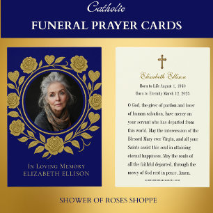 Gold Heart Roses Funeral Prayer Memorial