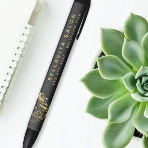 Gold Heart Salon Business Promotion Black Ink Pen