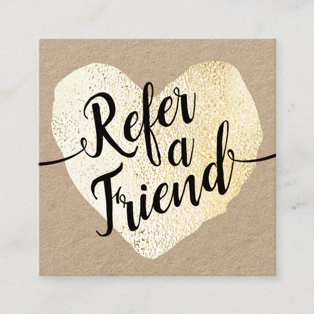 Gold Heart Script Calligraphy Referral Kraft (Front)