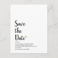 Gold Heart Script Save the Date Definition