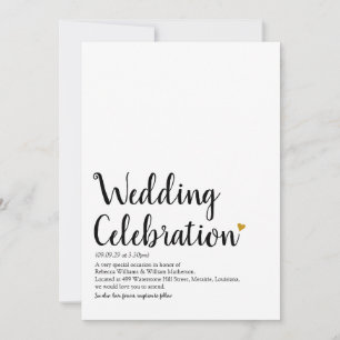 Gold Heart Script Wedding Definition Invitation
