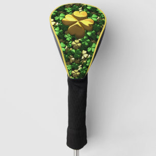 Gold Heart Shamrocks Golf Head Cover