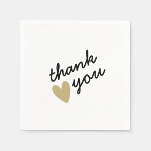 Gold Heart Simple Sincere Thank You Napkin