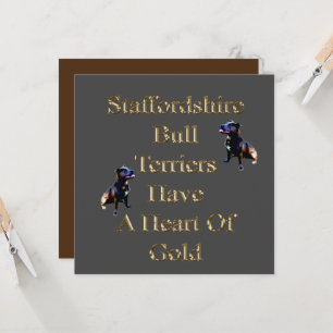 Gold Heart Staffordshire Bull Terriers, Flat Card