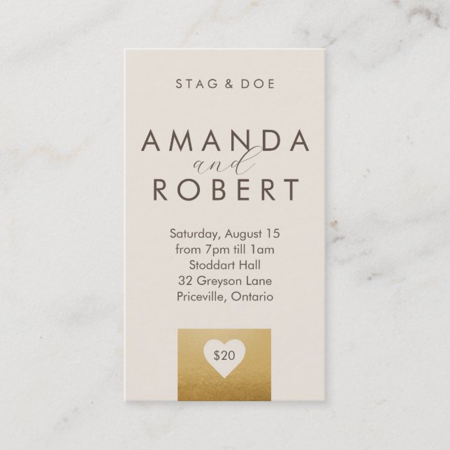 Gold Heart Stag & Doe Ticket (Front)