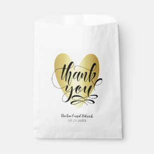 Gold Heart Thank You Personalised Favour Bags