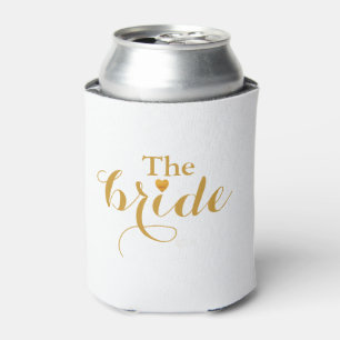 Gold Heart The Bride Faux Foil Can Cooler