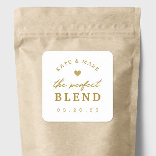 Gold Heart The Perfect Blend Wedding Favor Square Sticker