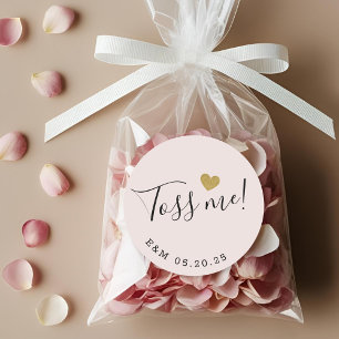 Gold Heart Toss Me Wedding Confetti Favour Classic Round Sticker