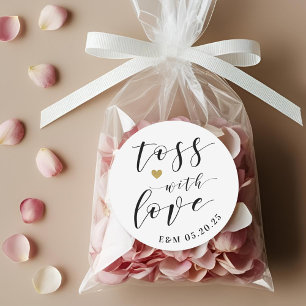 Gold Heart Toss with Love Wedding Confetti Favour Classic Round Sticker