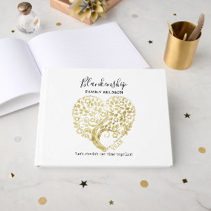 Gold Heart Tree Family Reunion Personalised Party Guest Book