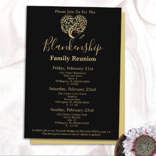 Gold Heart Tree Family Reunion Template Invitation