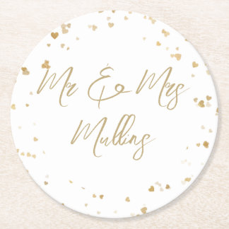 Gold Heart Wedding Coaster
