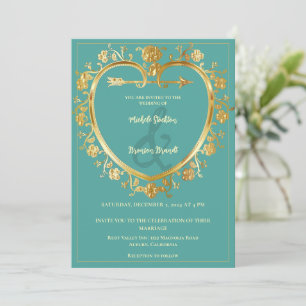 Gold Heart Wedding Invitation