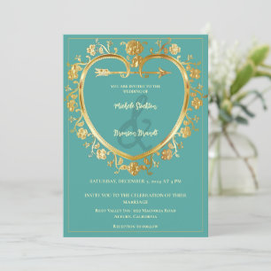 Gold Heart Wedding Invitation