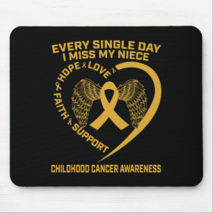 Gold Heart Wings Childhood Cancer Awareness I Miss Mouse Mat