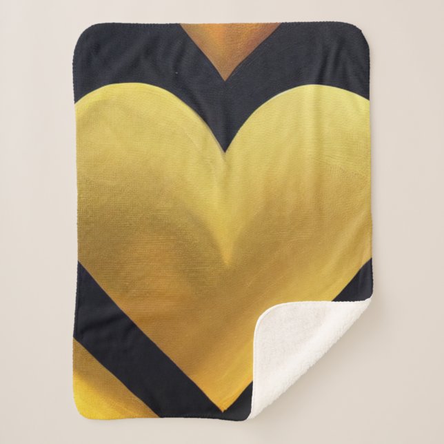 Gold Heart with Dark Background Sherpa Blanket (Front)
