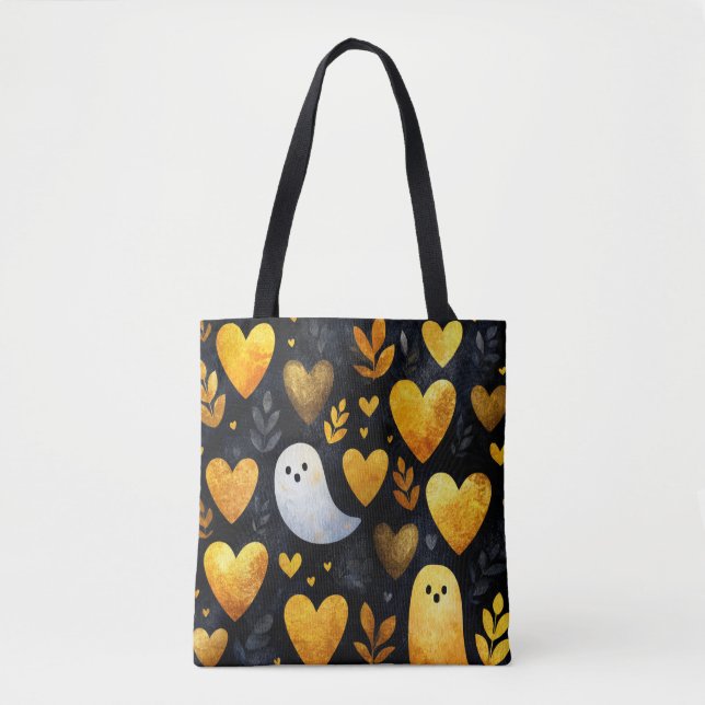 Gold Hearts and Ghosts Tote Bag (Front)