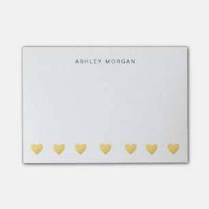 Gold hearts and name Personalized Post-it® Notes