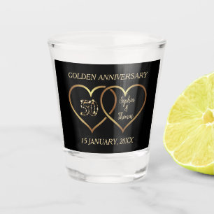 Gold Hearts And Sparkling Numbers Shot Glass