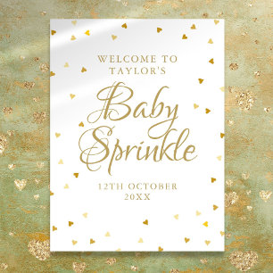 Gold Hearts Baby Shower Sprinkle Welcome Sign