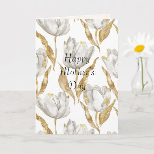 Gold Hearts Balloon Mum (mother's day) Tulips Card