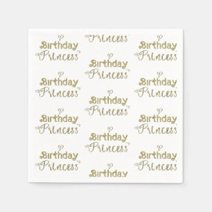 Gold Hearts Birthday Princess Party Napkin
