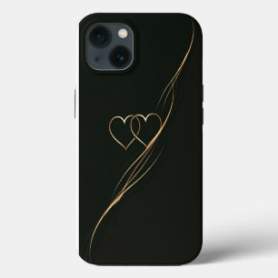 Gold hearts black Case-Mate iPhone Case