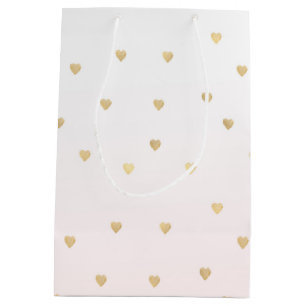 Gold Hearts Blush Pink Ombre Medium Gift Bag
