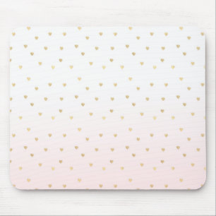 Gold Hearts Blush Pink Ombre Mouse Mat