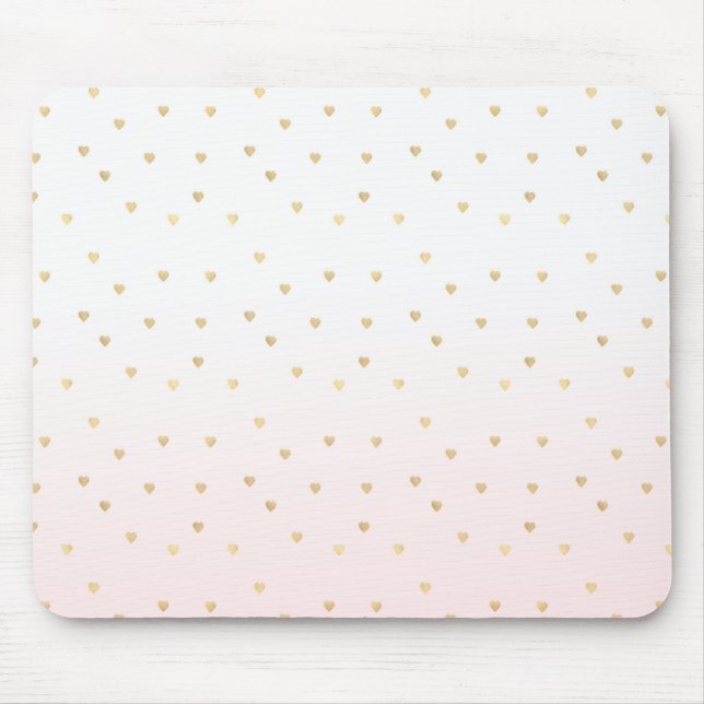 Gold Hearts Blush Pink Ombre Mouse Mat (Front)