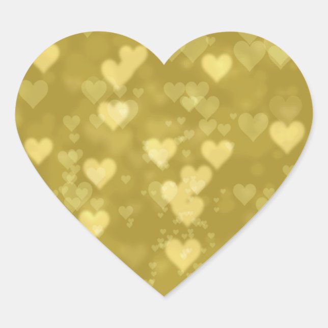 Gold Hearts Bokeh Heart Sticker (Front)