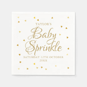 Gold Hearts Confetti Baby Sprinkle/ Shower Napkin