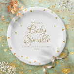 Gold Hearts Confetti Baby Sprinkle / Shower Paper Plate<br><div class="desc">Featuring gold text and scattered gold hearts,  these chic gender neutral paper plates are ideal for your special baby sprinkle,  shower or couples shower.</div>