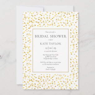 Gold Hearts Confetti Bridal Shower Invitation