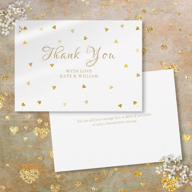 Gold Hearts Confetti Script Thank You (Gold Hearts Confetti Script Thank You)