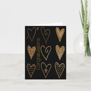 Gold Hearts Custom Wedding Greeting Card