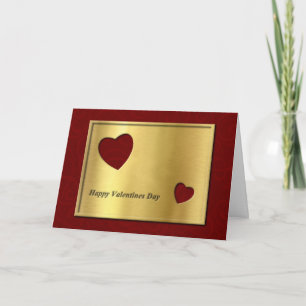 Gold Hearts Cutouts Valentines Day Holiday Card