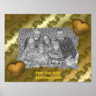 Gold Hearts Elegant Add Your Photo Personalised Poster
