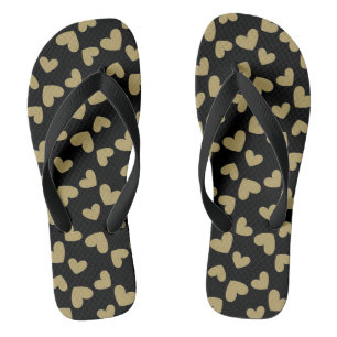 Gold Hearts Flip Flops