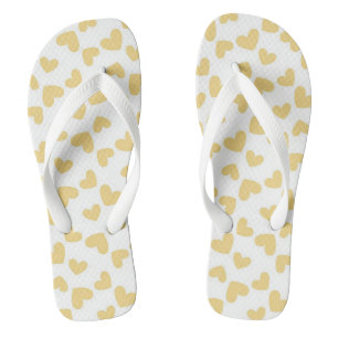 Gold Hearts Flip Flops