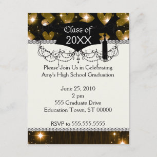 gold hearts graduation invitation