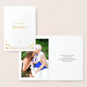 Gold Hearts   Grandma Mothers Day Photo Foil Card