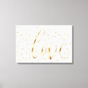 Gold Hearts Love Ombre Canvas Print